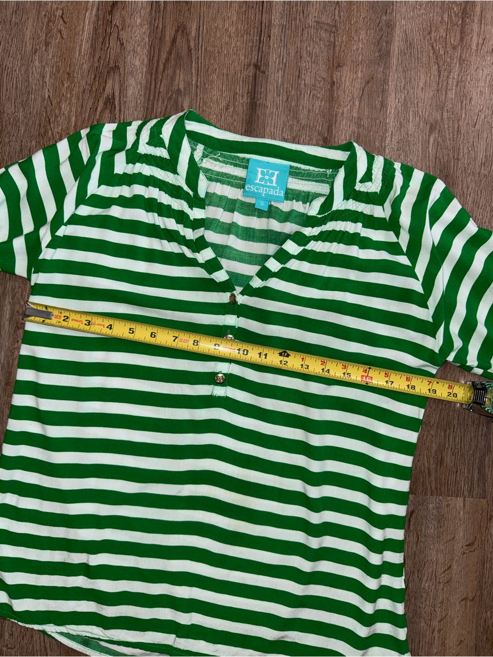 Escapada Green Stripe Tunic Top – Size Sm - Picture 7 of 14